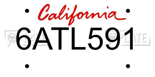 6ATL591 California License Plate