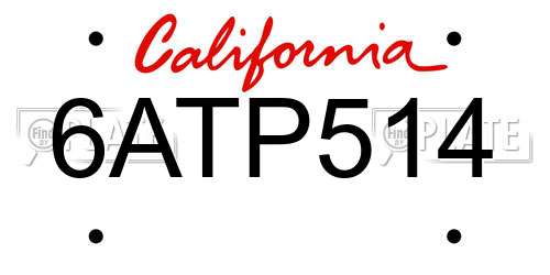 6ATP514 California License Plate