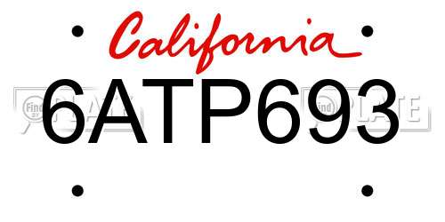 6ATP693 California License Plate