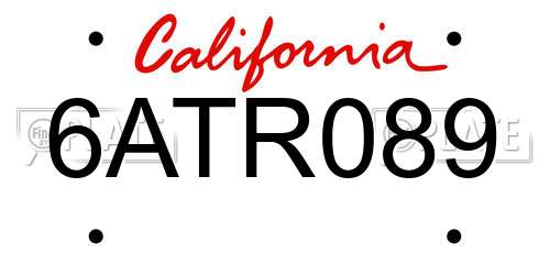 6ATR089 California License Plate