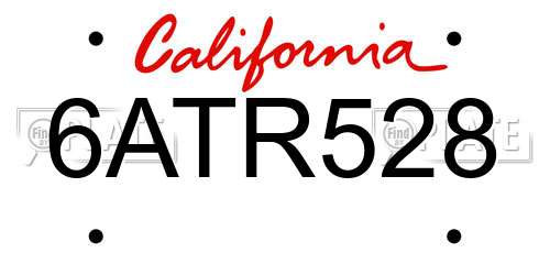 6ATR528 California License Plate