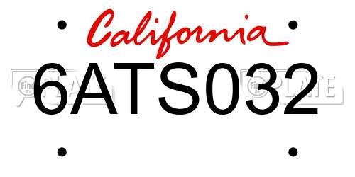 6ATS032 California License Plate