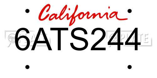 6ATS244 California License Plate