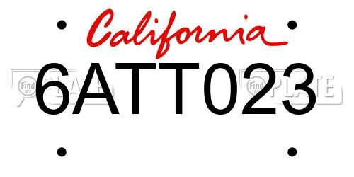 6ATT023 California License Plate