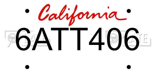 6ATT406 California License Plate