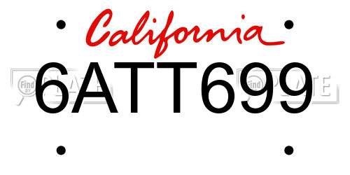6ATT699 California License Plate