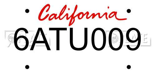 6ATU009 California License Plate