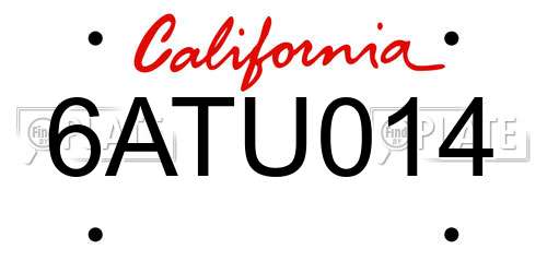 6ATU014 California License Plate