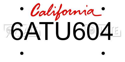 6ATU604 California License Plate