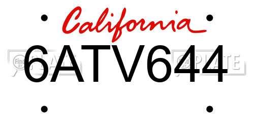 6ATV644 California License Plate