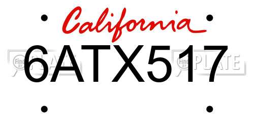 6ATX517 California License Plate