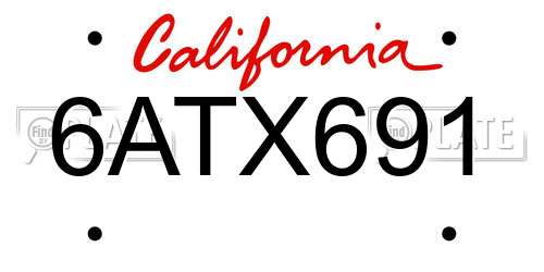6ATX691 California License Plate