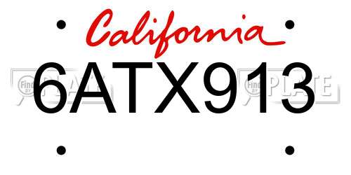 6ATX913 California License Plate