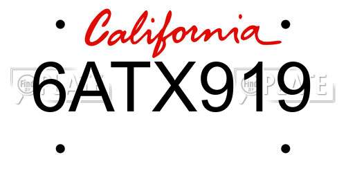 6ATX919 California License Plate