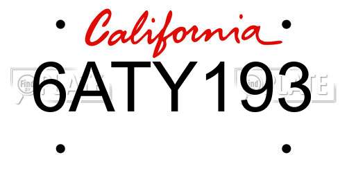 6ATY193 California License Plate
