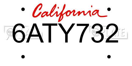 6ATY732 California License Plate
