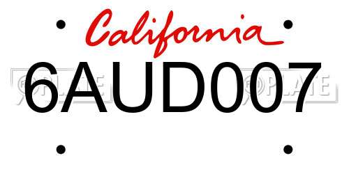 6AUD007 California License Plate