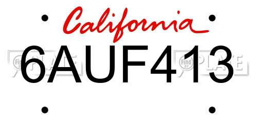 6AUF413 California License Plate