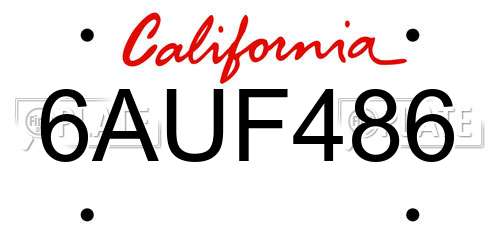 6AUF486 California License Plate