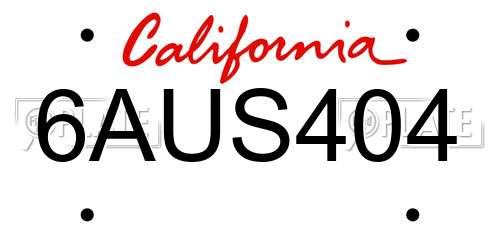 6AUS404 California License Plate