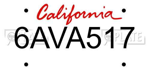 6AVA517 California License Plate