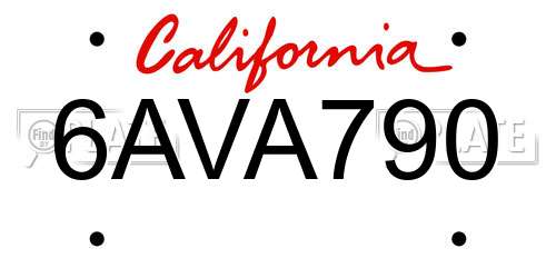 6AVA790 California License Plate