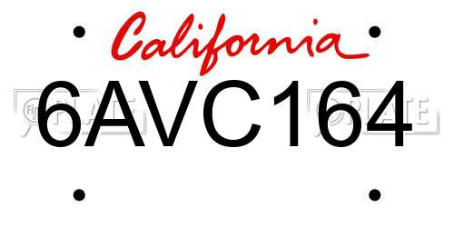 6AVC164 California License Plate