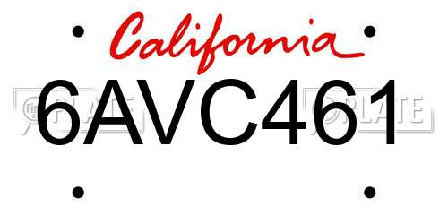 6AVC461 California License Plate