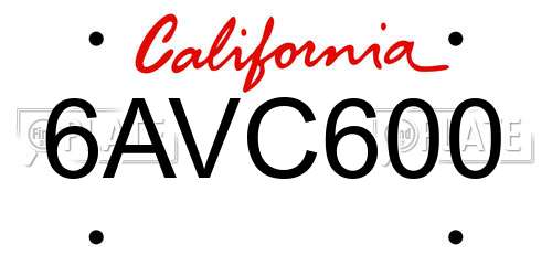 6AVC600 California License Plate