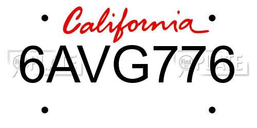 6AVG776 California License Plate
