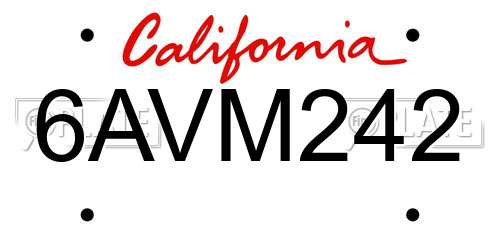 6AVM242 California License Plate