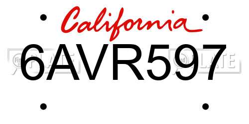 6AVR597 California License Plate
