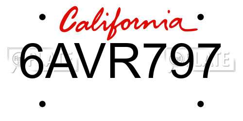 6AVR797 California License Plate