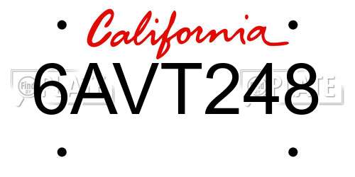 6AVT248 California License Plate
