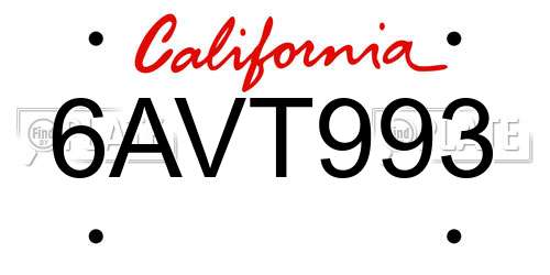 6AVT993 California License Plate