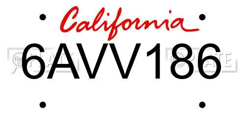 6AVV186 California License Plate