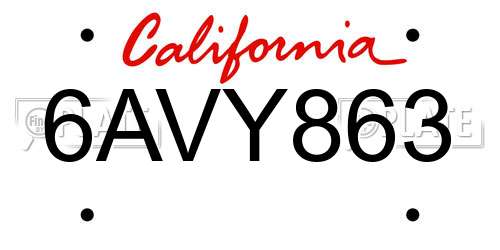 6AVY863 California License Plate