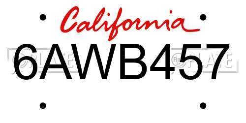 6AWB457 California License Plate