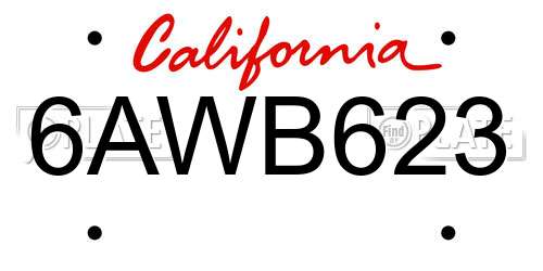 6AWB623 California License Plate