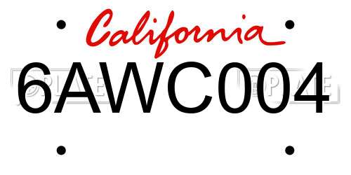 6AWC004 California License Plate