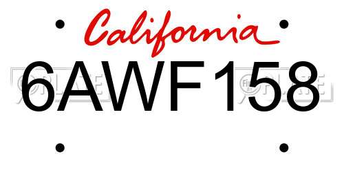 6AWF158 California License Plate