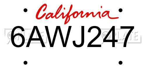 6AWJ247 California License Plate