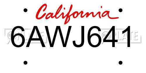6AWJ641 California License Plate