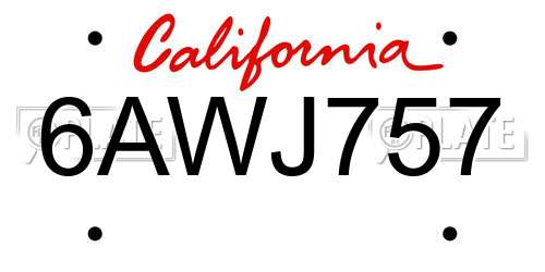6AWJ757 California License Plate