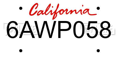 6AWP058 California License Plate