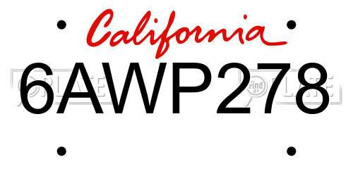 6AWP278 California License Plate