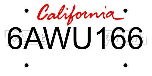 6AWU166 California License Plate