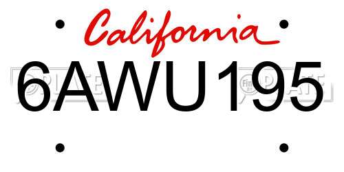 6AWU195 California License Plate