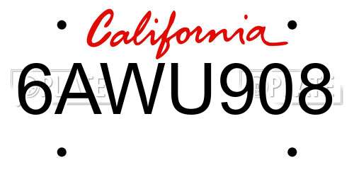 6AWU908 California License Plate