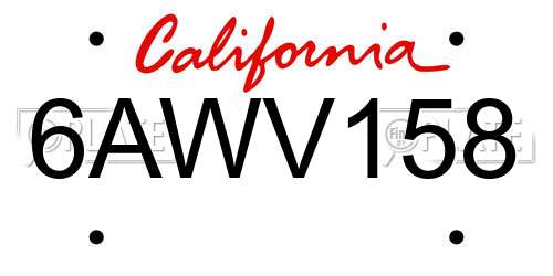 6AWV158 California License Plate